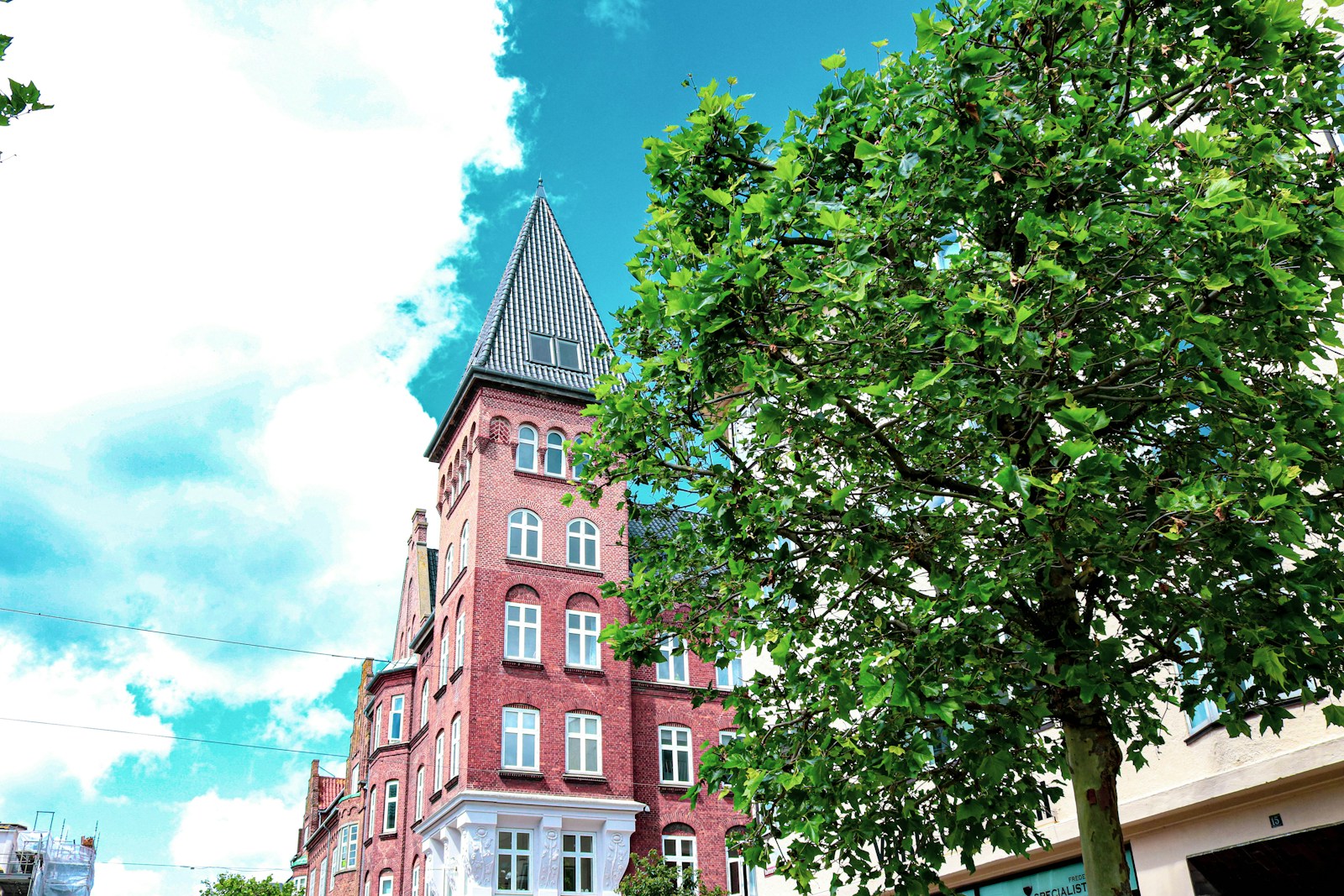 red and white high-rise building